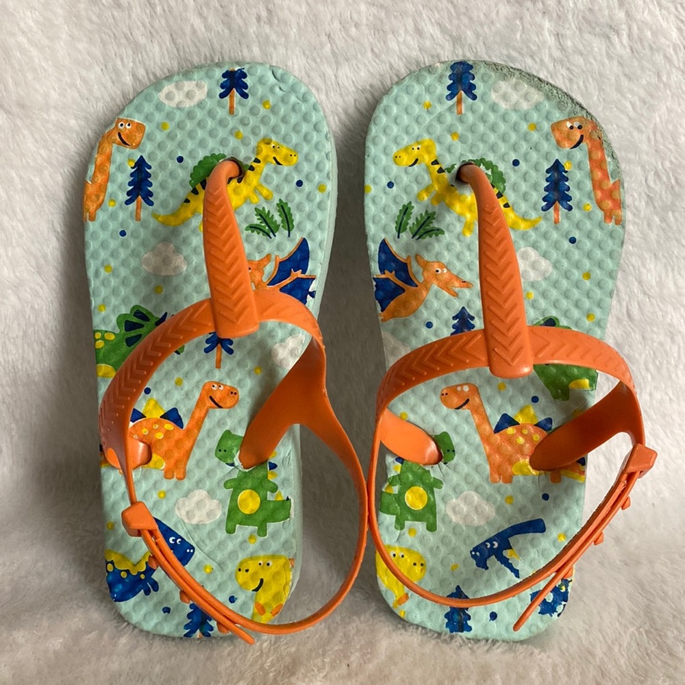 Dinosaur print toddler flip flops